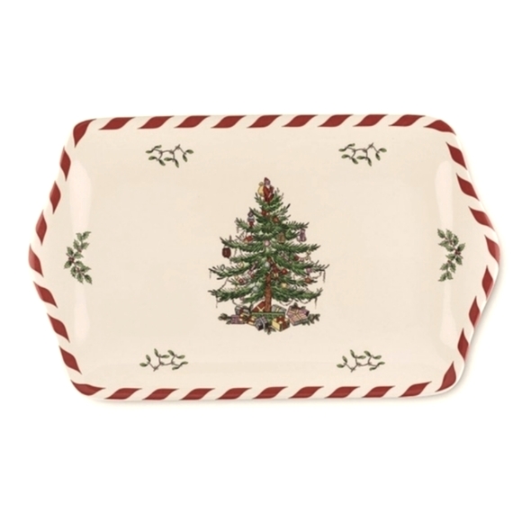 SPODE Christmas Tree Peppermint 12" Dessert Snack Tray. Fine Porcelain - Picture 4 of 10